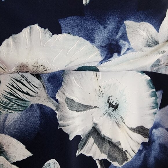 Connected Apparel Dress Womens Size 18W Blue White Floral Textured Midi Pullover - Picture 5 of 8